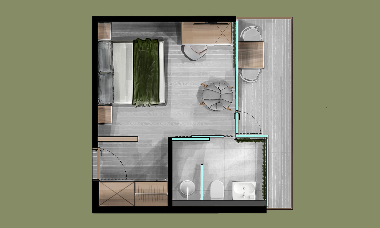 Double room village view and Balcony